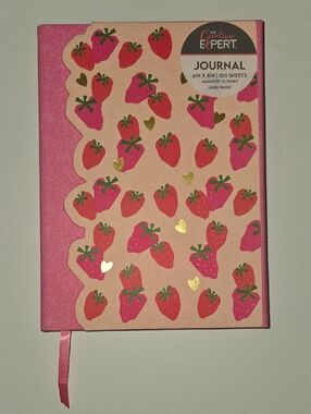 Pink Strawberry Hardcover Journal With  Magnetic Closure